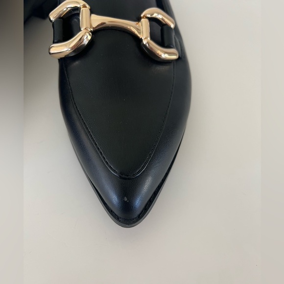 Steven By Steve Madden New York Verta Black Gold Bit Pointed Toe Flats Size 9 - Picture 5 of 13